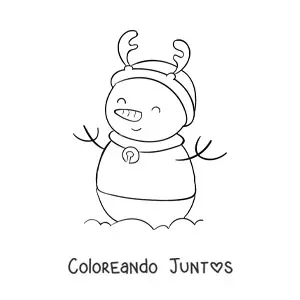 Imagen para colorear de muñeco de nieve de reno