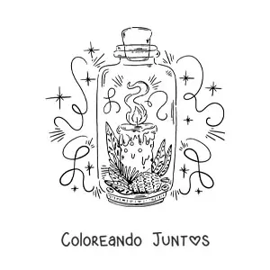 Imagen para colorear de vela de Navidad encendida con piña de pino