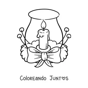 Imagen para colorear de vela de Navidad decorada en un frasco