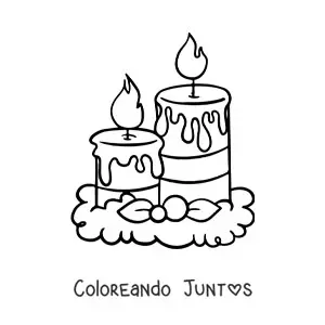 Imagen para colorear de dos velas de Navidad grandes