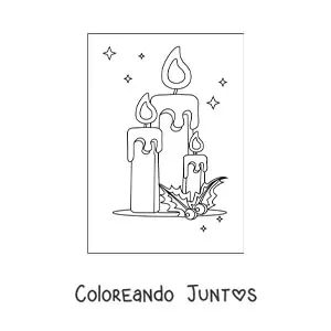 Imagen para colorear de velas de Navidad encendidas