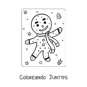 Imagen para colorear de hombre de jengibre animada con bufanda