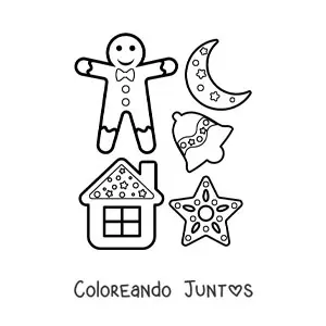 Imagen para colorear de hombre de jengibre con galletas de jengibre