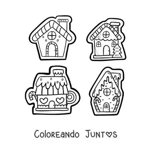 Imagen para colorear de galletas de casas de jengibre