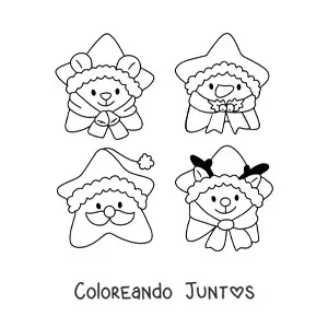 Imagen para colorear de galletas de personajes de Navidad