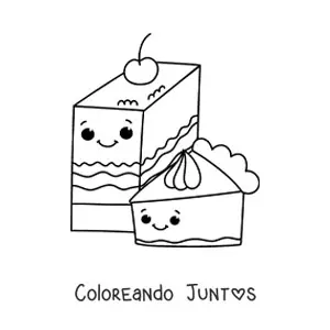 Imagen para colorear de dos pasteles kawaii