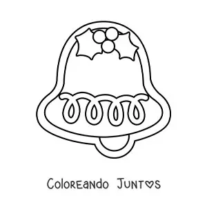 Imagen para colorear de galleta con forma de campana de Navidad