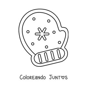Imagen para colorear de galleta con forma de guante de Navidad