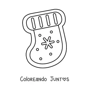 Imagen para colorear de galleta con forma de bota de Navidad