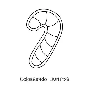 Imagen para colorear de galleta con forma de bastón de caramelo