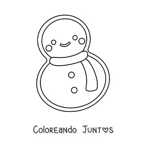 Imagen para colorear de galleta con forma de muñeco de nieve