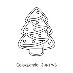 Imagen para colorear de galleta con forma de árbol de Navidad