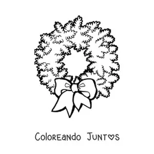 Imagen para colorear de corona de Navidad con lazo