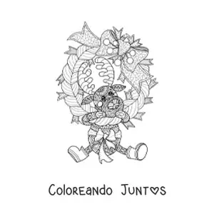 Imagen para colorear de corona de Navidad con mandala de reno