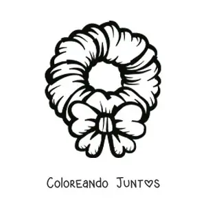 Imagen para colorear de corona de Navidad grande con lazo