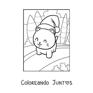 Gato kawaii con gorro de Navidad