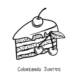 Imagen para colorear de un pastel decorado con una cereza