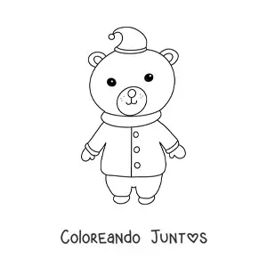 Imagen para colorear de oso navideño