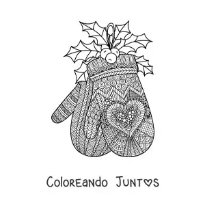 Imagen para colorear de guantes de Navidad estilo zentangle