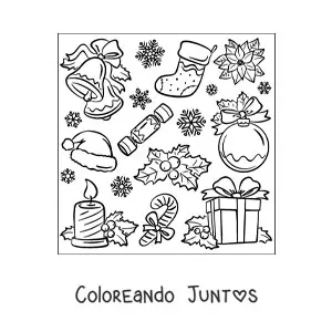 Imagen para colorear de decoraciones de Navidad