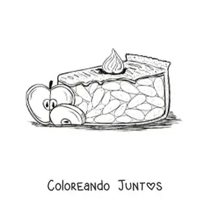 Imagen para colorear de una rebanada de pie de manzana