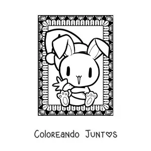 Imagen para colorear de conejito navideño kawaii