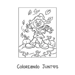 Imagen para colorear de espantapájaros con cara de calabaza de Halloween