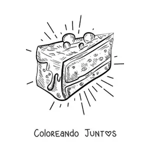 Imagen para colorear de una rebanada de pastel con cobertura