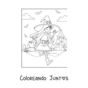 Imagen para colorear de bruja bonita
