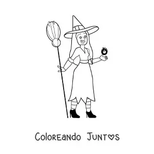 Imagen para colorear de bruja guapa