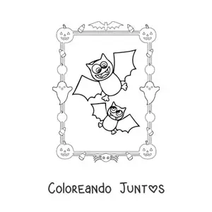 Imagen para colorear de caricatura de murciélagos de Halloween