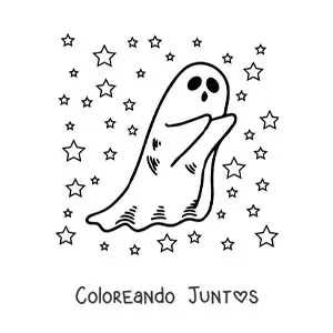 Imagen para colorear de fantasma kawaii asustando