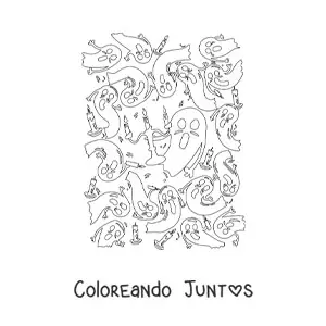 Imagen para colorear de fantasmas aterradores con candelabros