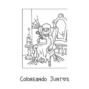Imagen para colorear de fantasma realista en casa encantada