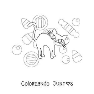 Imagen para colorear de gato de Halloween sencillo