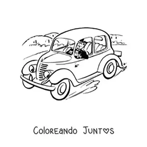 Hombre conduciendo un auto vintage