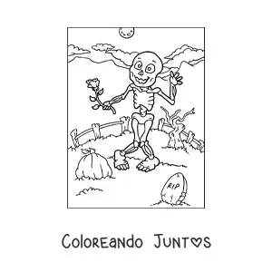 Imagen para colorear de esqueleto humano de Halloween