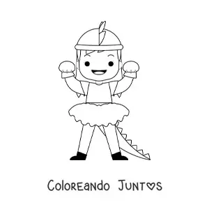 Imagen para colorear de niña disfrazada de monstruo en Halloween