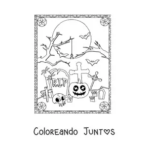 Tumbas con calavera en la noche de Halloween