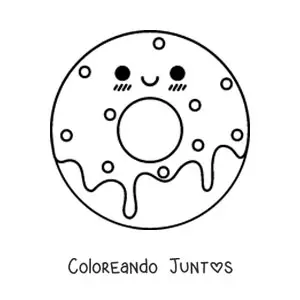 Imagen para colorear de una dona kawaii con chispas y glaseado