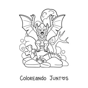 Imagen para colorear de murciélago vampiro aterrador