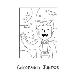 Imagen para colorear de vampiro fácil con murciélagos