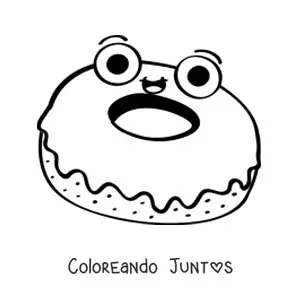 Imagen para colorear de una dona animada con glaseado