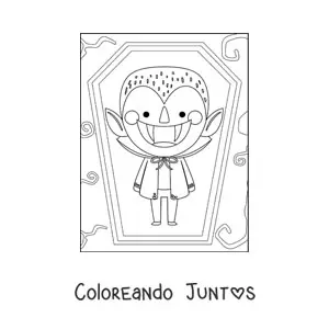 Imagen para colorear de vampiro animado en su tumba