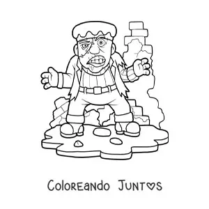 Imagen para colorear de Frankenstein animado aterrador