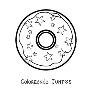 Imagen para colorear de una dona decorada con estrellas