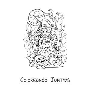 Imagen para colorear de bruja de terror