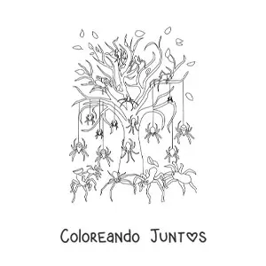 Árbol con arañas de terror