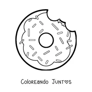 Imagen para colorear de una dona con una mordida