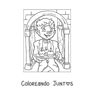 Hombre lobo animado con dulces de Halloween